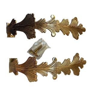 Vintage Solid Brass Ornate Leaf Curtain Tiebacks 8" Set Of 2 New